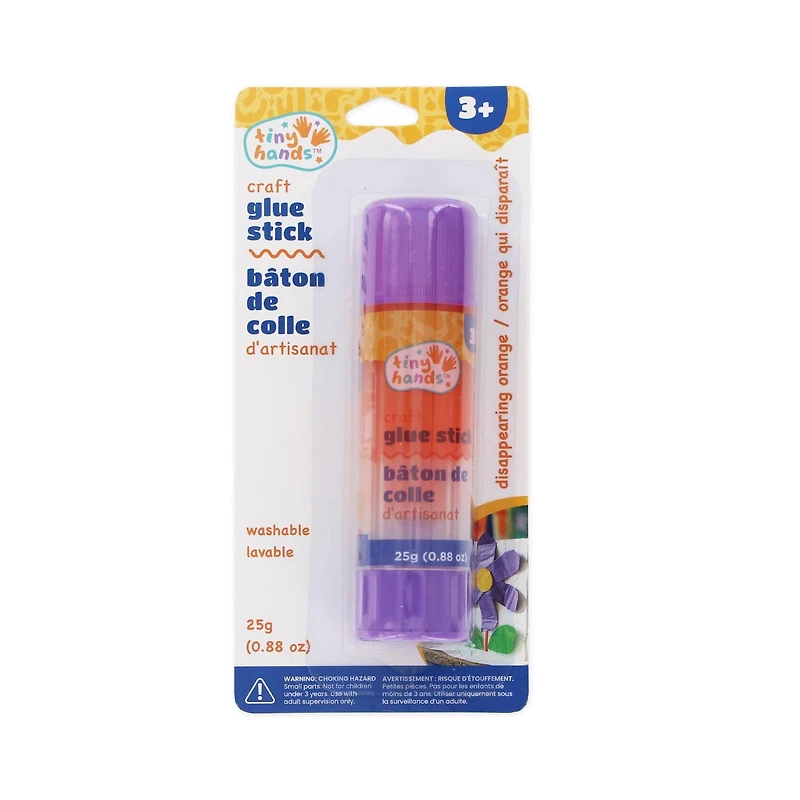 TINY HANDS Bâton de colle artisanale, lavable, séchage rapide, 25 g, 3 ans et plus, enfants, papier, tissu GLUE STICK 25G