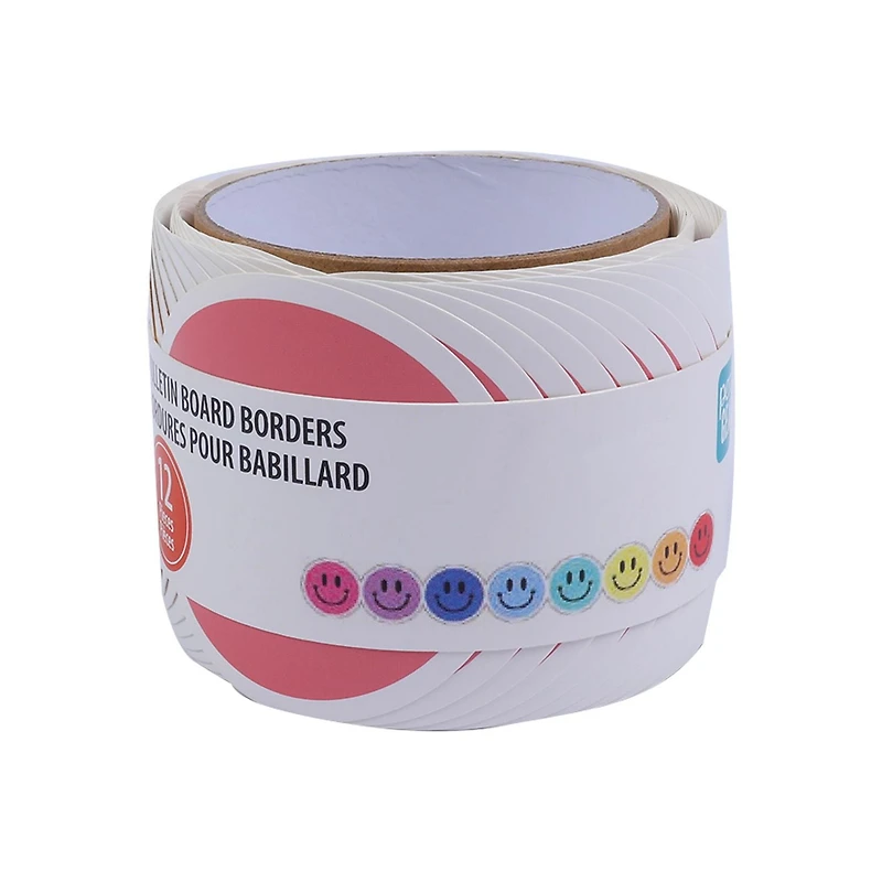 Pen+Gear Bulletin Board Borders, Rainbow Smiley Face, 12 Count