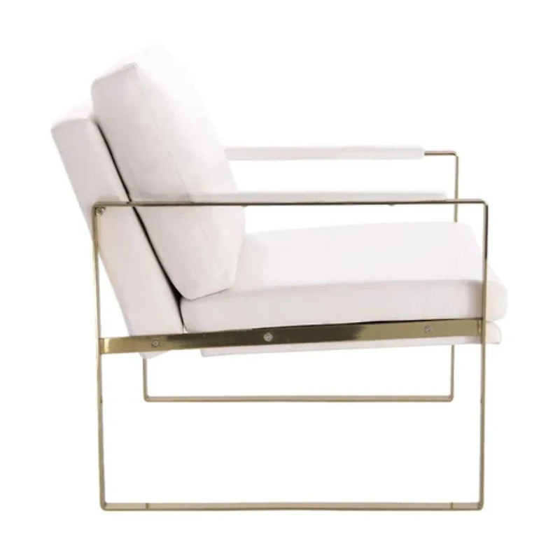 Guaynaa Arm Lounge Chair with brushed metal frame and upholstered in smooth faux leather