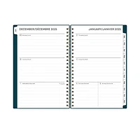Agenda hebdomadaire/mensuel 2025, 5 po x 8 po, Blue Sky, bleu paon uni Agenda hebdomadaire/mensuel, format 5x8