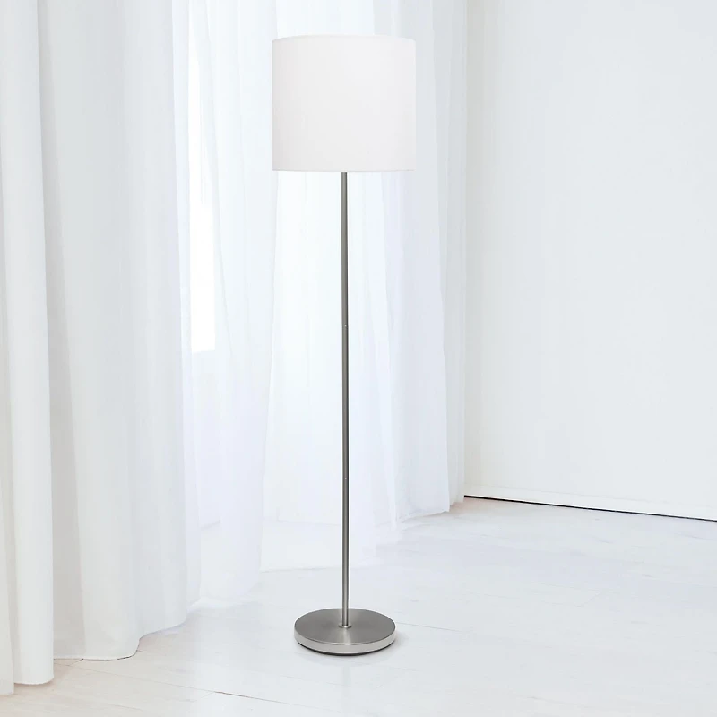 Simple Designs Brushed Nickel Drum Shade Floor Lamp