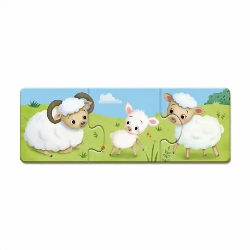 Janod - À partir de 3 ans - Puzzle Trionimo - 10 puzzles de 3 pièces - 30 pièces - Animaux - Carton FSC - Jeux de mémoire et d'association