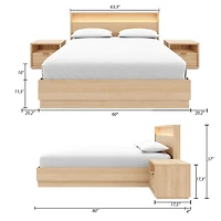 Harlow 4 Piece Queen Size Bedroom Set with Slatted Bedframe, Headboard with Integrated Light, 2 Nightstands