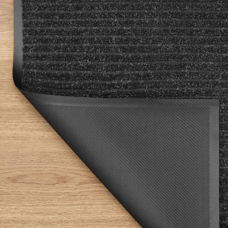 3 ft. x 4 ft. Platinum Needlepunch Charcoal Doormat with Vinyl Backing