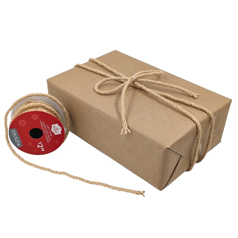 Holiday Time Garniture cadeau de cordon tordu naturel de Noël, 15 pieds NATURAL TRIM - FRENCH