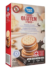 Great Value Gluten Free Vanilla Crème Sandwich Cookies, 230 g