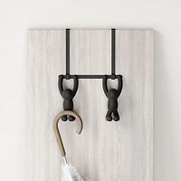 BUDDY HOOK - Patère murale ou dessus de porte avec 2 crochets, métal et plastique noir