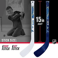 Franklin Sports Ensemble de mini hockey Blues de la NHL – But de hockey intérieur pour enfants, ballon, 2 mini bâtons de hockey