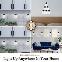 Bell + Howell Diamond Touch Ensemble de 3 Lumières Murales DEL Noires avec Télécommande et Modes de Couleur