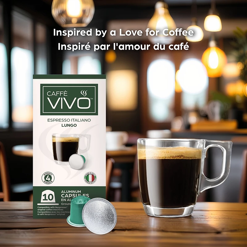 Caffè VIVO Espresso Italiano Lungo (10 Nepresso Compatible Capsules)
