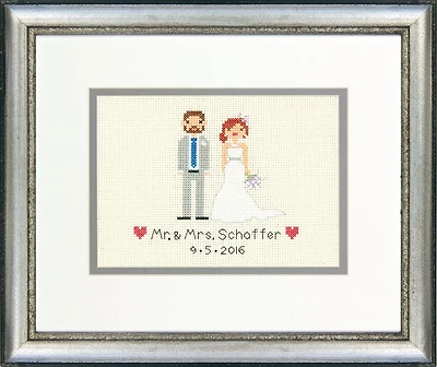 Bride and Groom Wedding Record Counted Cross Stitch Kit by Dimensions, Wedding Record Counted Cross Stitch Kit