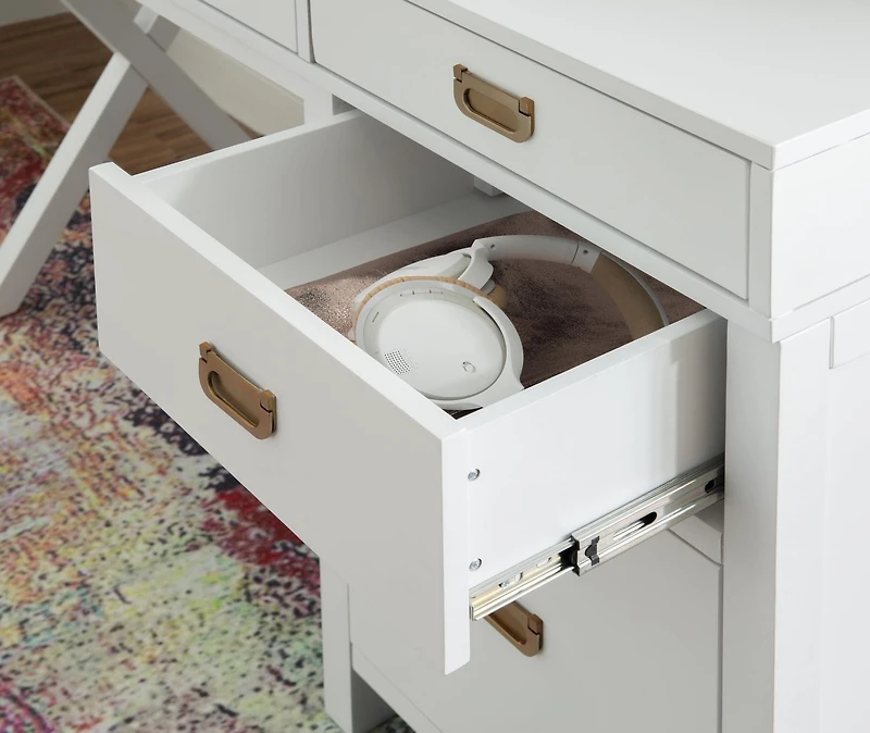 Posey Side Storage Desk, White