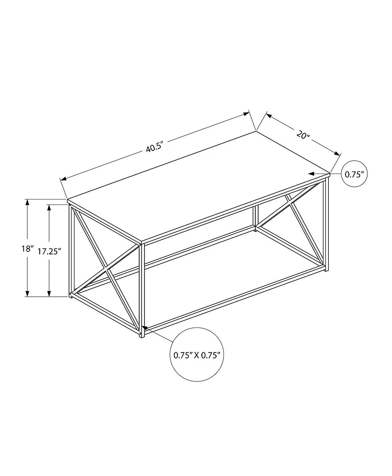 Monarch Specialties Coffee Table, Accent, Cocktail, Rectangular, Living Room, 40"l, Metal, Laminate, White, Black, Contemporary, Modern