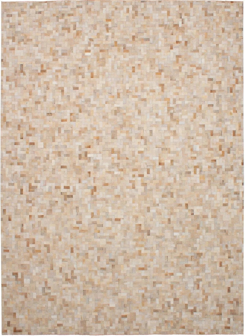 ECARPETGALLERY Tapis Fait à la Main pour Salon, Salle à Manger et Chambre à Coucher Contemporain Collection Patchwork en cuir 8'2" x 10'2" en Ivoire