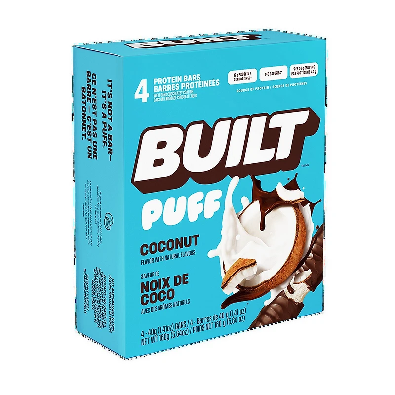 Built Bar, Noix de Coco Puffs 40g x 4 Comptes