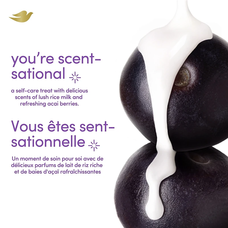 Gel Douche Dove au Lait de Riz et à l’Açaï Velours, 517ml