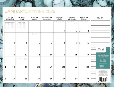 2026 Mead® Marble Family Planning Calendar, Calendar