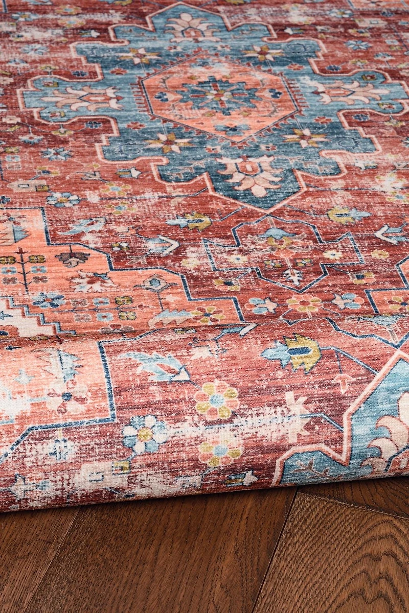 Carter 2' x 8' Washable Runner, Rust and Ivory