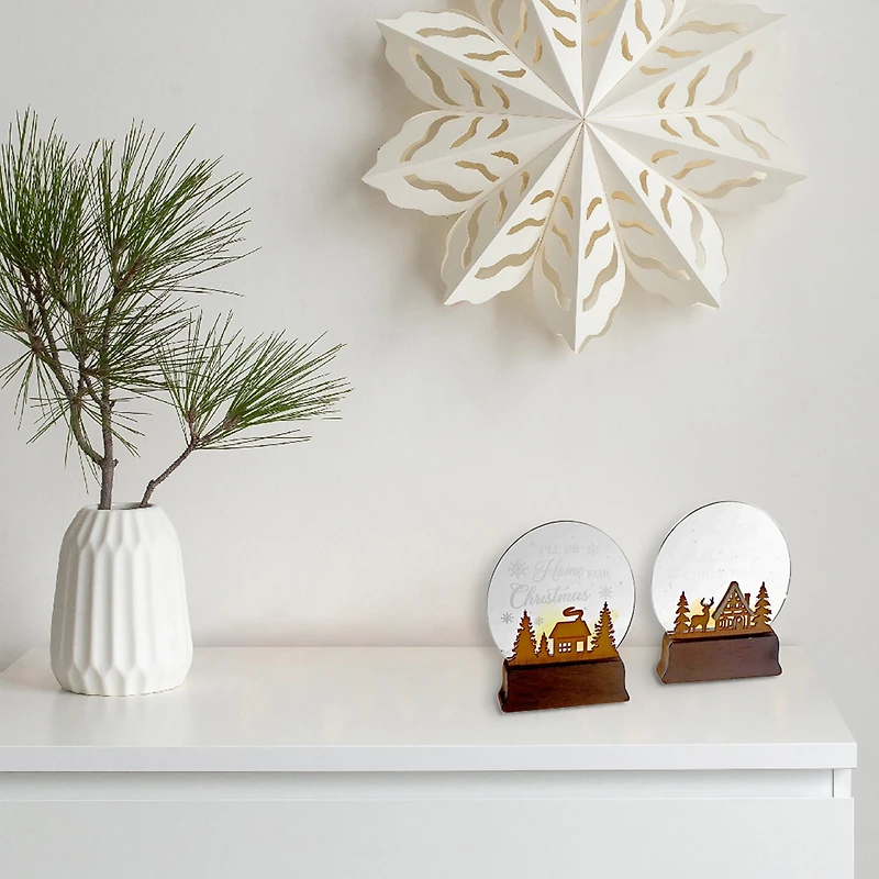 Led Wooden Stand Décor (Winter Night) (Asstd) - Set of 2