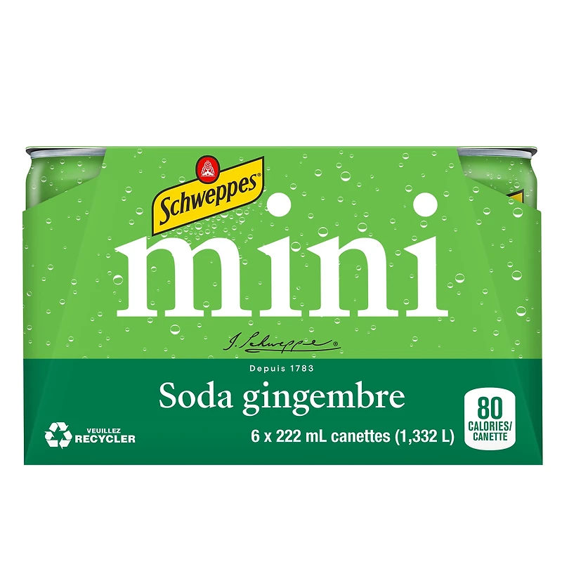 Schweppes Ginger Ale 6 x 222 mL, Mini-canettes 6x222mL