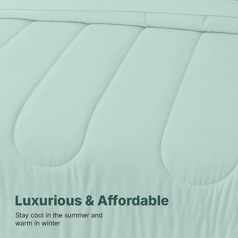 Beddora Ensemble de Lit 7 Pcs – Comprend une Couette, 2 Taies d'Oreiller, un Drap Plat, un Drap-Housse et 2 Taies d'Oreiller – Ultra-Doux, Toutes Saisons, Grand – Blanc Éclatant