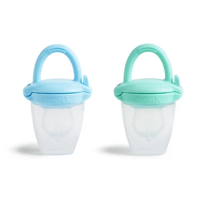 Distributeur de nourriture pour bébé en silicone, paquet de 2 (bleu/menthe)