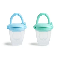 Distributeur de nourriture pour bébé en silicone, paquet de 2 (bleu/menthe)