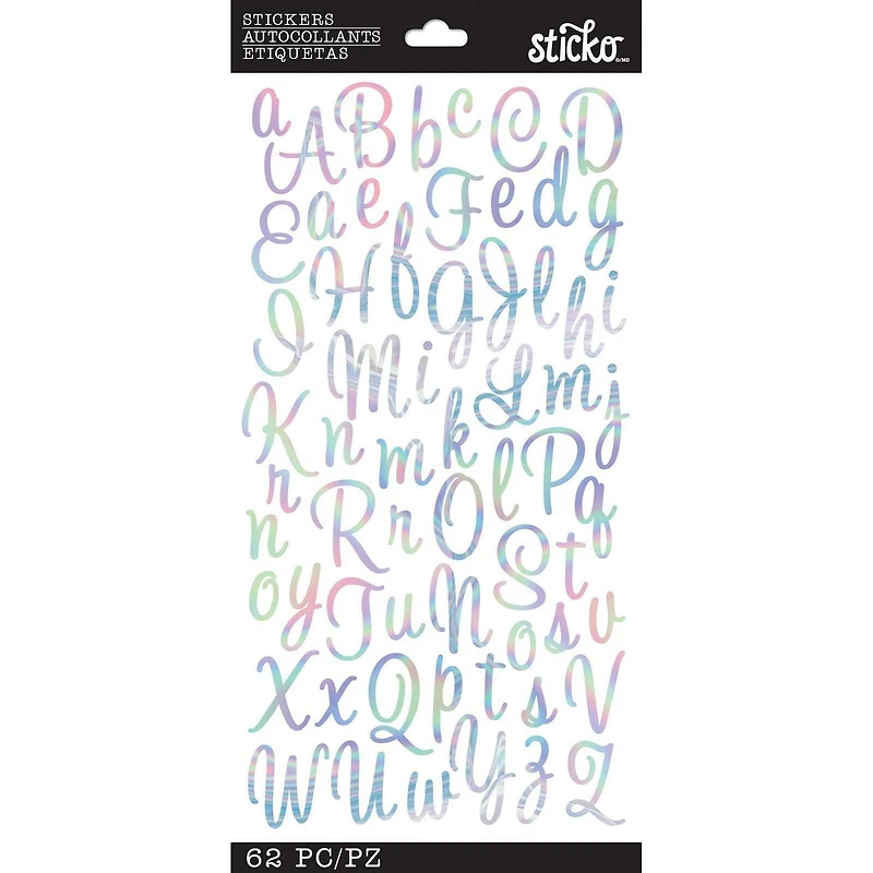 STICKO ABC IRIDESCENT SWEETHEART SCRIPT, STICKER