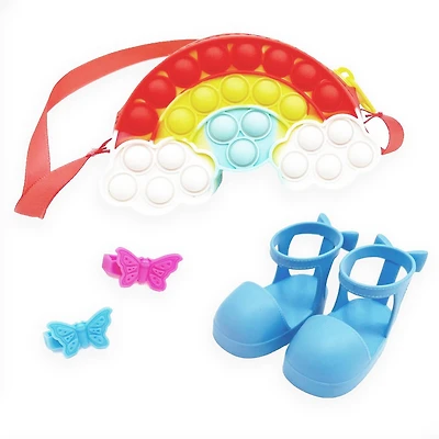 Ma vie comme...Ensemble d’accessoires pour poupées de 45,7 cm avec sac à bulles et chaussures bleues Accessoires à la mode pour poupées