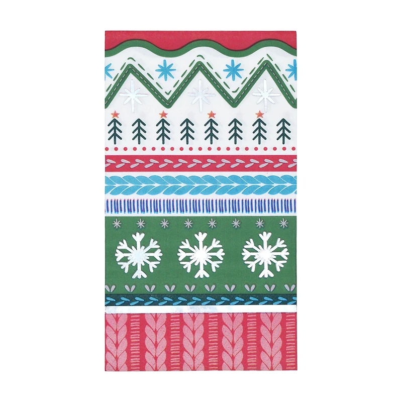 Serviettes de table de Noël multicolores effet métallisé – Ville de guirlandes, 32,8 x 40,9 cm, 20 pièces, service de table pour la maison, style vacances