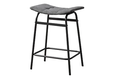 Monarch Specialties Barstool, Counter Height, Set Of 2, Kitchen, Black Leather Look, Black Metal, Contemporary, Modern