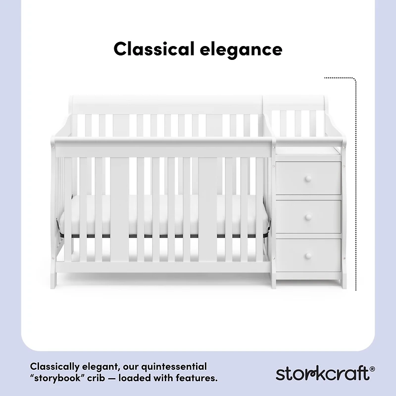 Lit de Bébé 5-en-1 avec Table à Langer Attachée Portofino de Storkcraft
