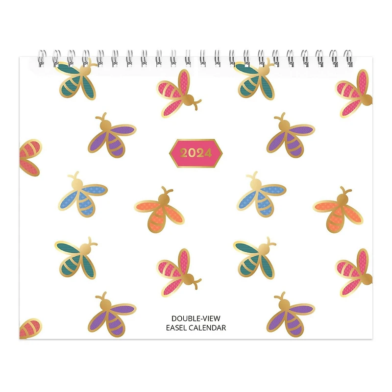 BrownTrout Busy Bees 2024 7.5x6 Inch Double-View Easel Calendar, 9781975471033