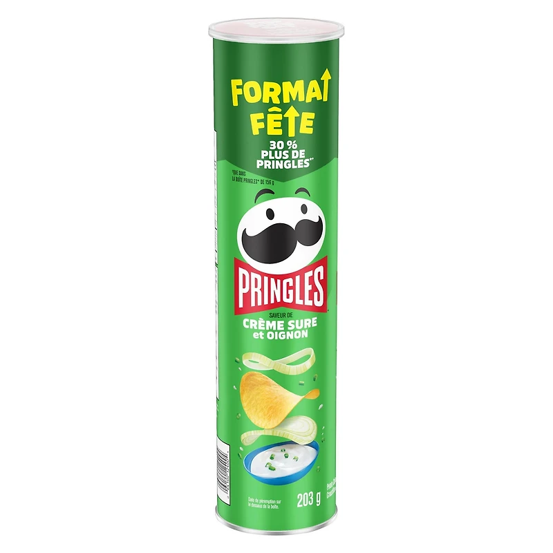 Méga boîte de croustilles Pringles Saveur de crème sure et oignon, 203 g 203g