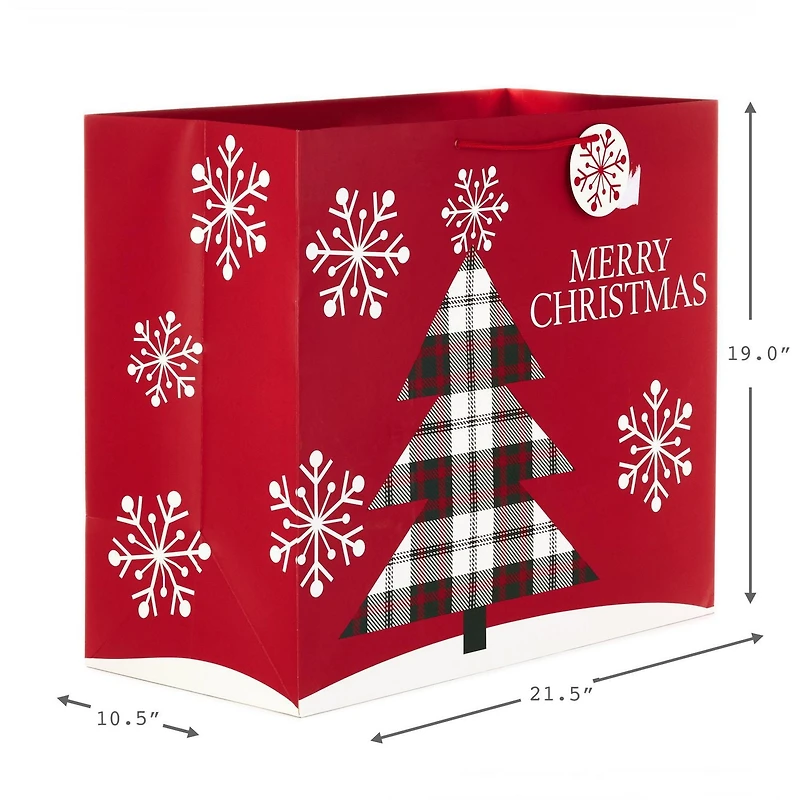 Image Arts Plaid Tree Heavy-Duty X-Wide 19" Jumbo Christmas Gift Bag