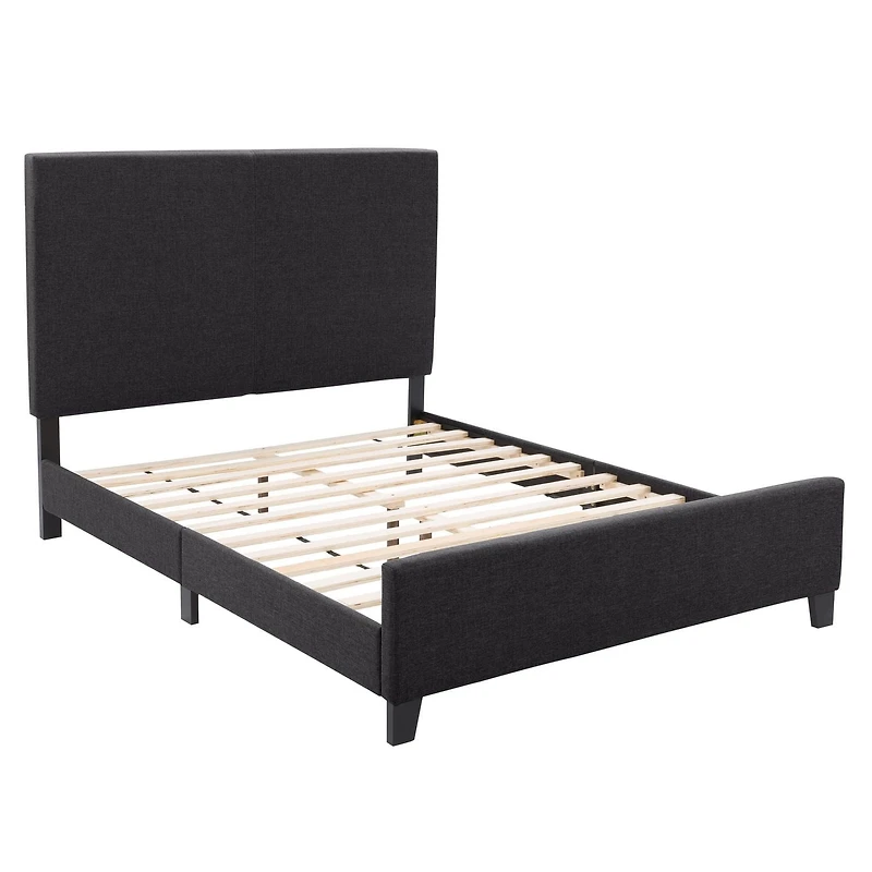CorLiving Juniper Charcoal Fabric Upholstered  Bed, Double