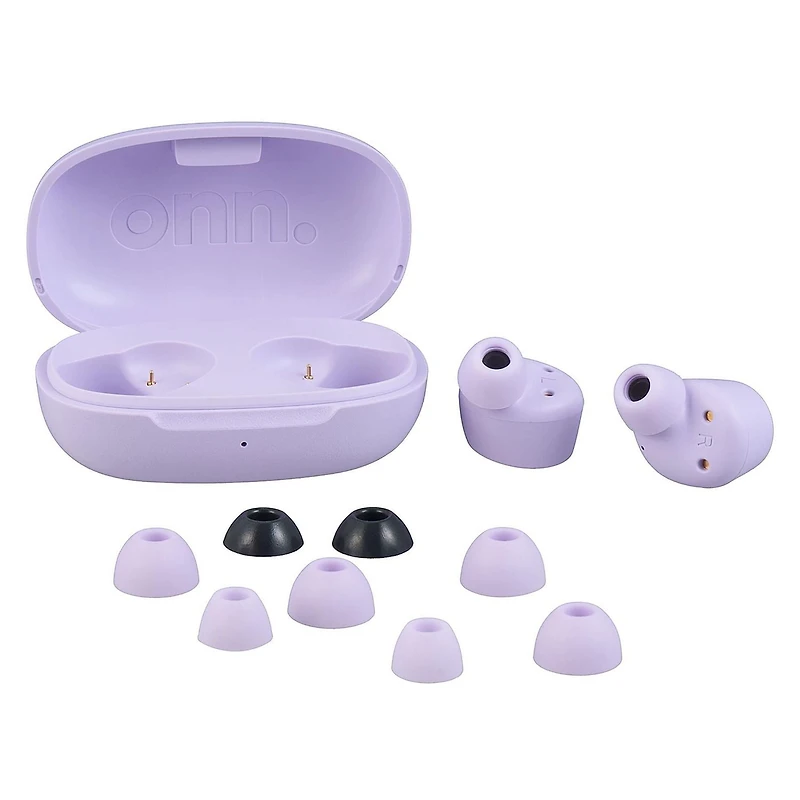 onn. Wireless In-Ear Earphones with Charging Case, Up to 20 Hours Playtime