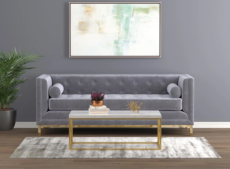 Safdie & Co. Table De Salon 44L Marbre Métal Or