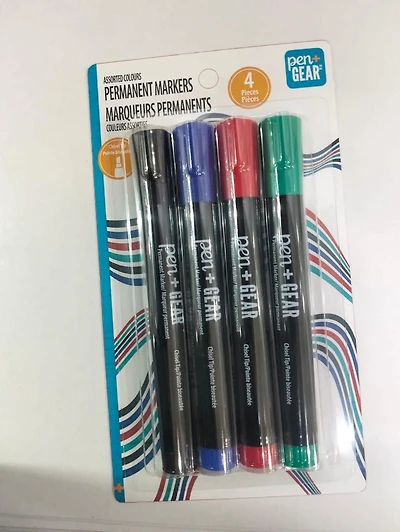 Chisel Tip Permanent Marker, PG 4CT Permanent Marker Assorted