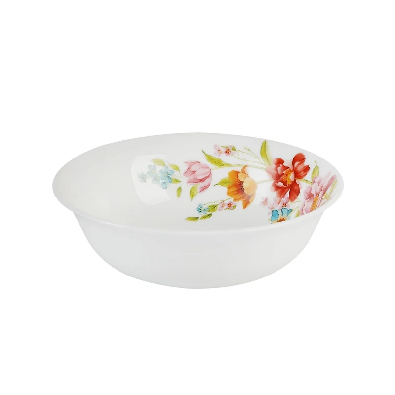 Ultra By Gibson Blooming Rose 12 Piece Dinnerware Set, Decorated, Opal Tempered Glass