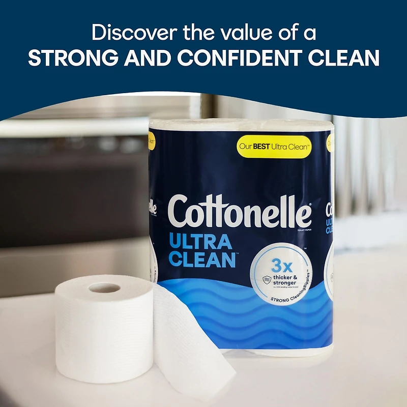 Cottonelle Ultra Clean Toilet Paper, Strong Toilet Tissue, 6 Mega Rolls (6 Mega Rolls = 24 Regular Rolls), 284 Sheets per Roll