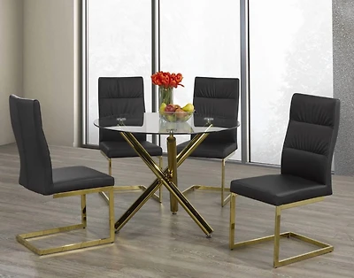 Fresno 5-Piece Dining Set, Black/Gold