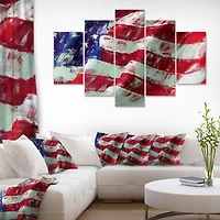 Designart USA Flag Abstract Art Canvas Wall Art