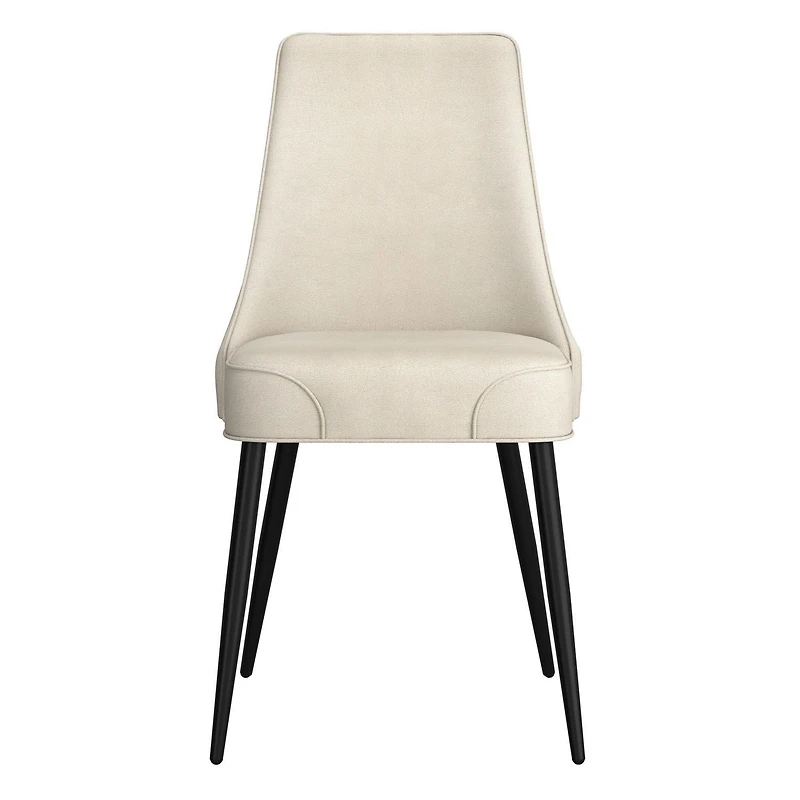 Modern Fabric & Metal Dining Chair, Fabric, Set of 2 - Beige & Black