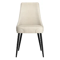 Modern Fabric & Metal Dining Chair, Fabric, Set of 2 - Beige & Black