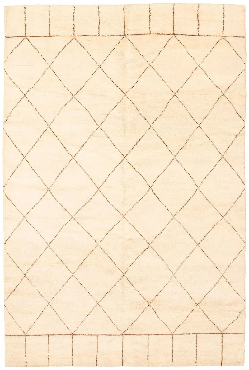 ECARPETGALLERY Tapis Noué à la Main pour Salon, Salle à Manger et Chambre à Coucher Marocain Collection Tangier 5'0" x 8'0" en Ivoire