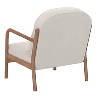 Milieu du siècle moderne Tissu Bouclé Fauteuil, Tissu - Blanc et Noyer