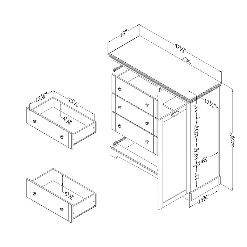 South Shore Lilak Commode à porte 5 tiroirs
