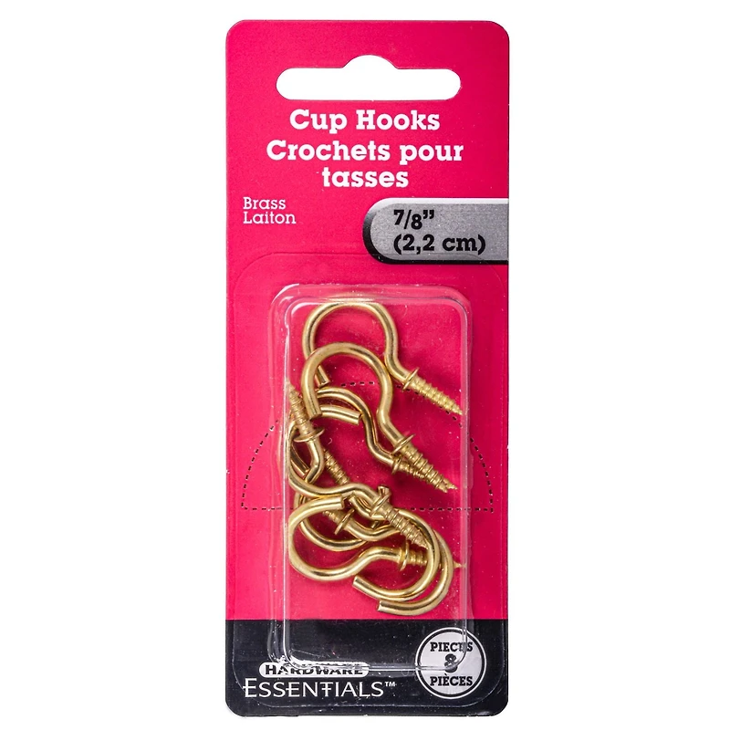 7/8" BRASS CUP HOOK  8PK