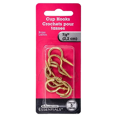 7/8" BRASS CUP HOOK  8PK